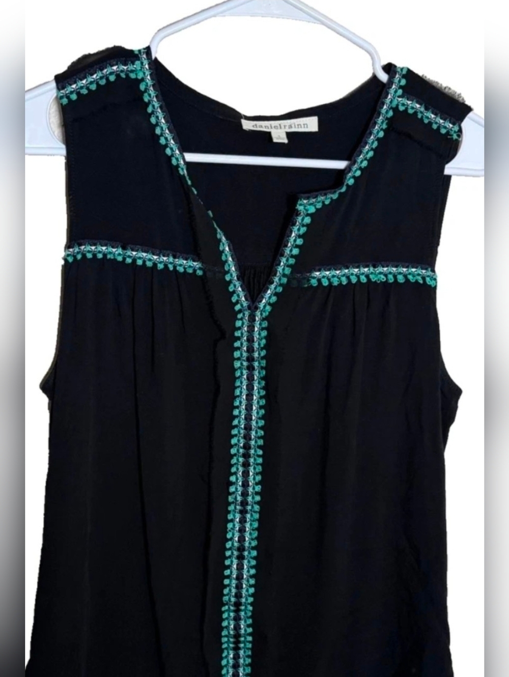 Daniel Rainn Black Top with Teal Embellishments - Picture 3 of 7